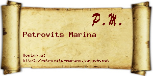 Petrovits Marina névjegykártya